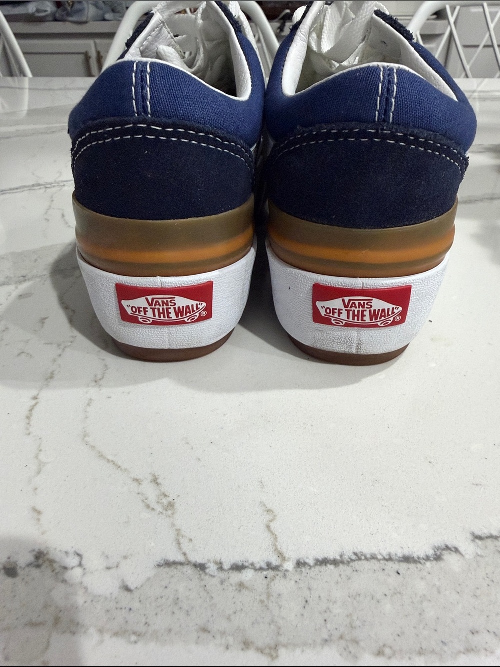 Vans Old Skool Stacked Cobblestone Platform Canvas Sneakers Navy-White Size W6.5 - Picture 2 of 7